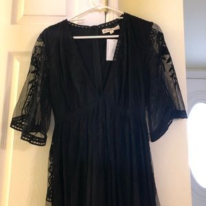 Black lace midi dress